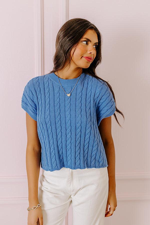 Meet Your Destiny Knit Top In Ocean Blue Product Image