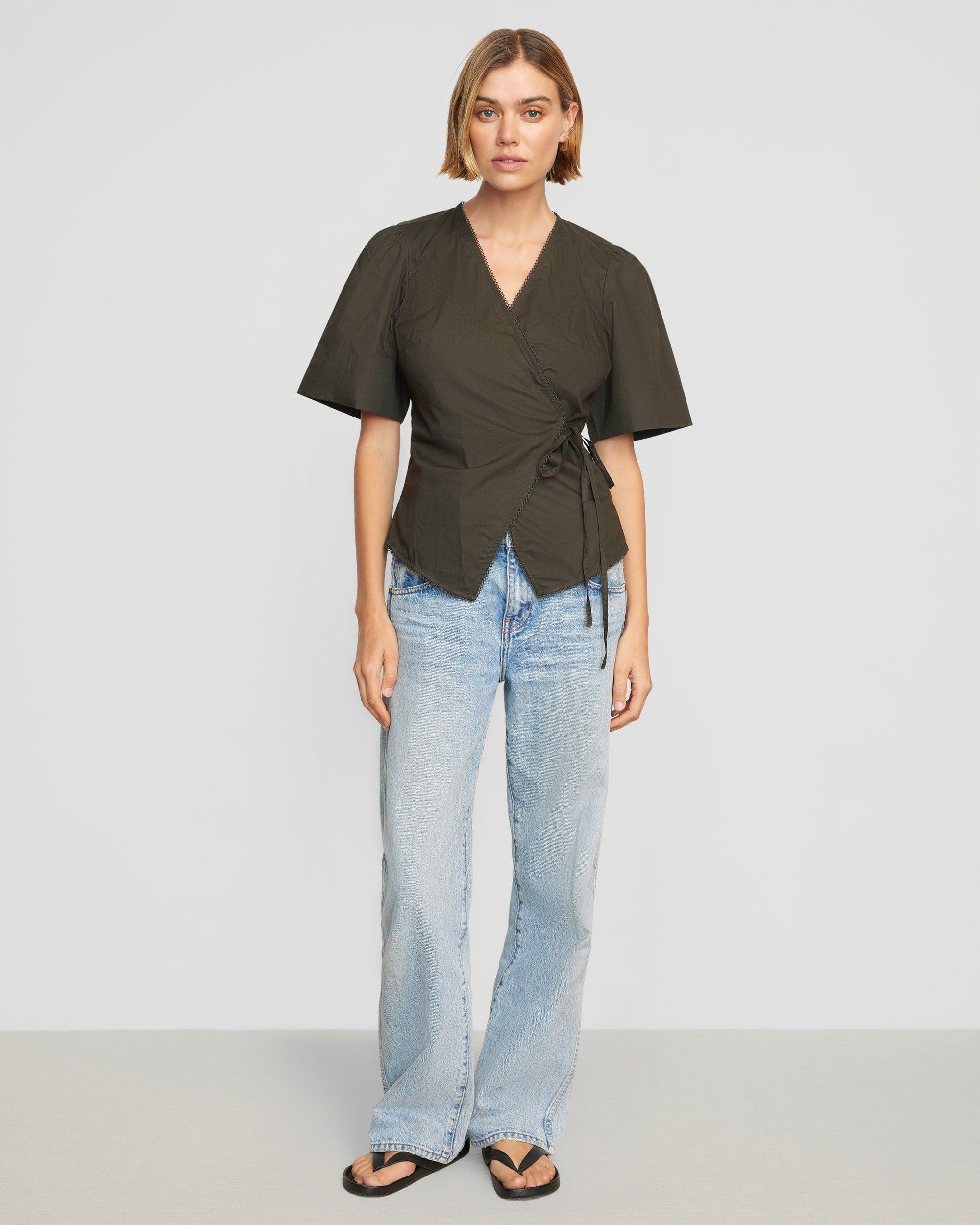 Chidi Structured Short-Sleeve Wrap Blouse Product Image