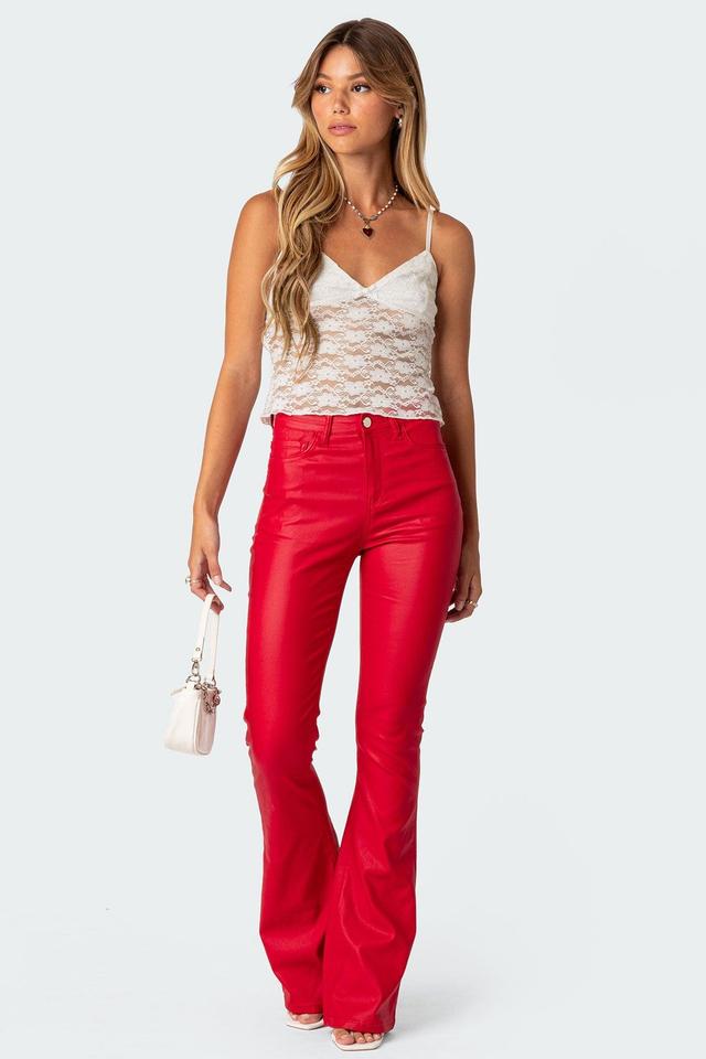 Luna Faux Leather Flare Jeans Product Image