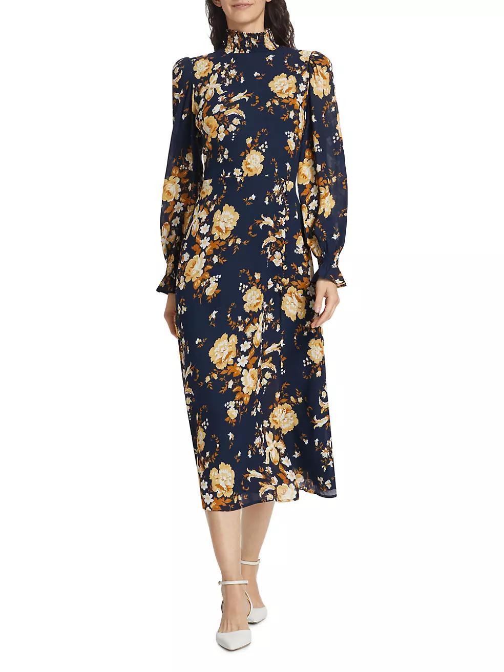 Stevi Floral Mock Turtleneck Midi-Dress Product Image