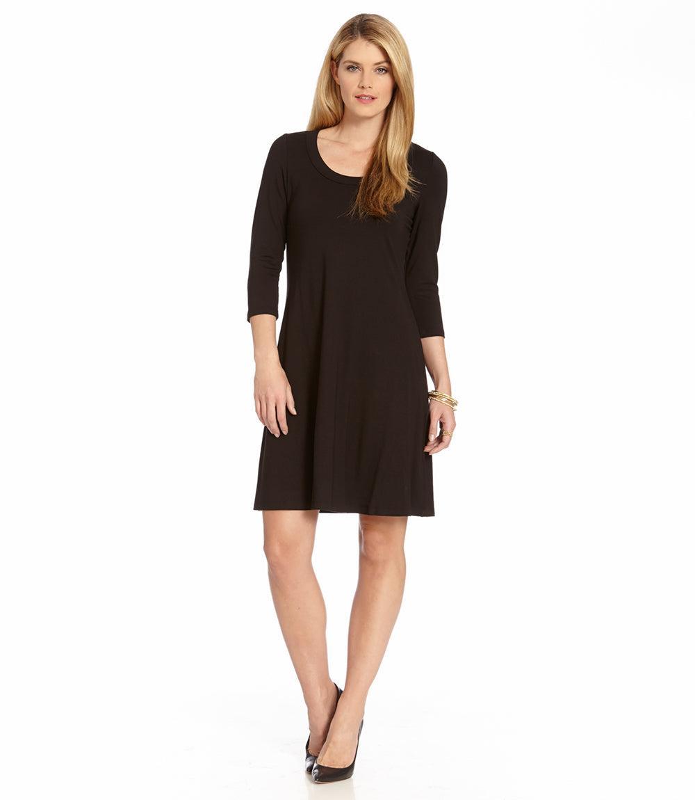 Karen Kane Petite Size Scoop Neck 34 Sleeve Fit and Flare Knit Dress Product Image