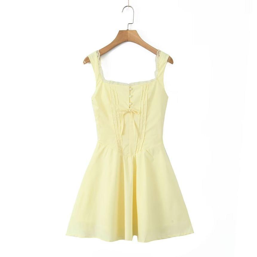 Sleeveless Square Neck Plain A-Line Dress Product Image