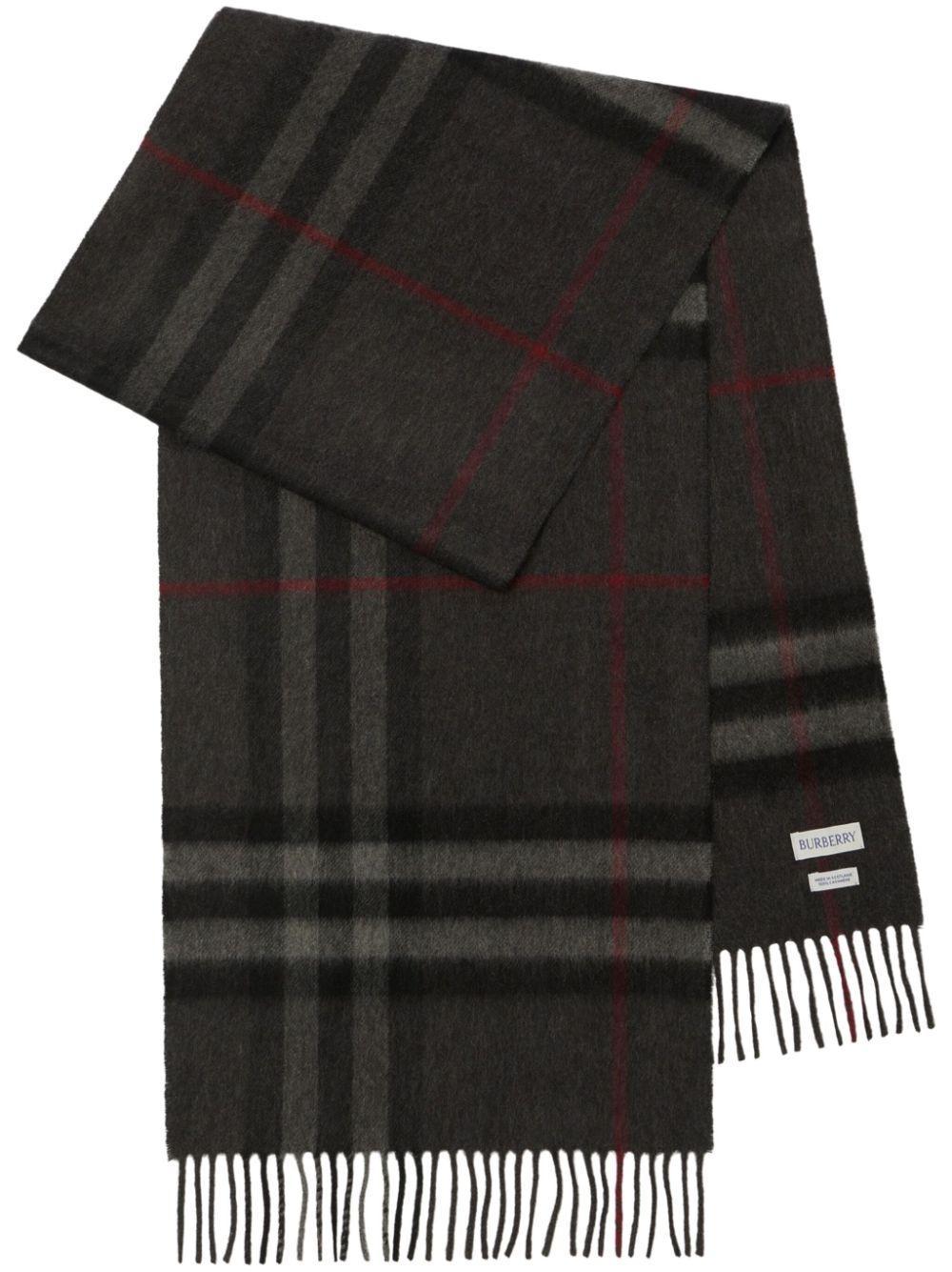 BURBERRY Check Cashmere Scarf In Grey Product Image