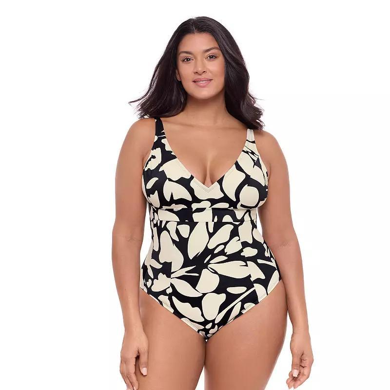 Womens S3 Swim Shaping Banded Plunge V-Neck One Piece Swimsuit, Womens Product Image