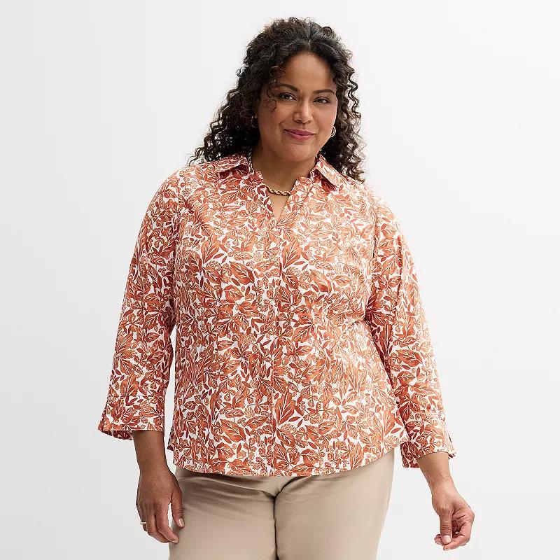 Plus Size Croft & Barrow Tailored Button Front Shirt, Womens Product Image