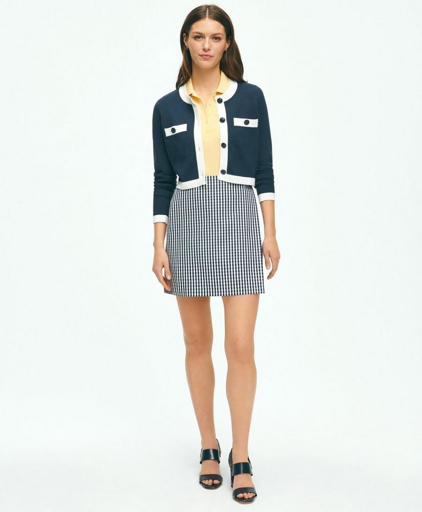 Gingham Wrap Skirt In Bi-Stretch Cotton Twill Product Image