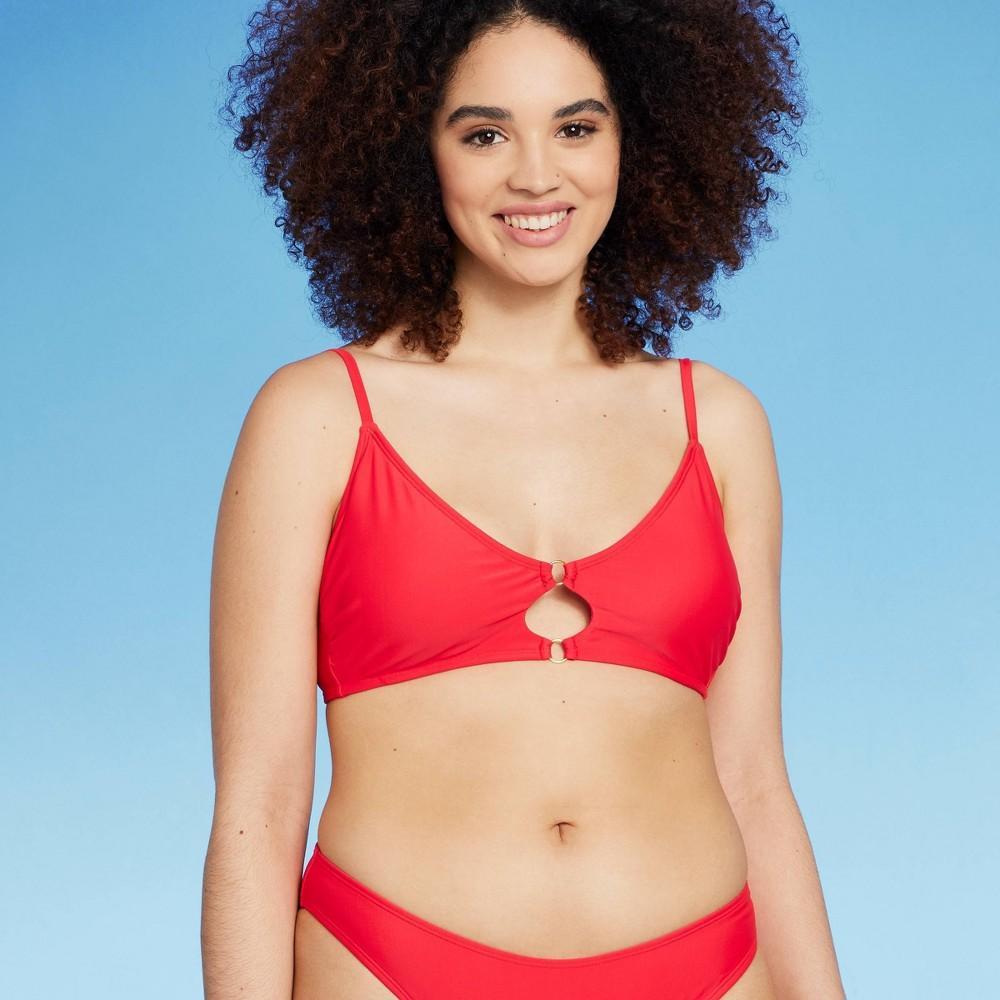 Womens Ring Front Bralette Bikini Top - Wild Fable Red XXS Product Image