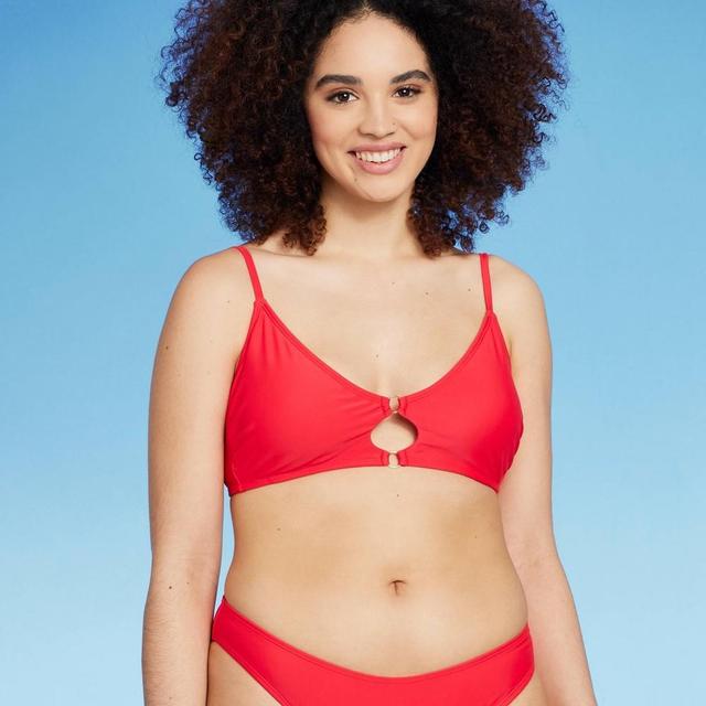 Womens Ring Front Bralette Bikini Top - Wild Fable Red XXS Product Image