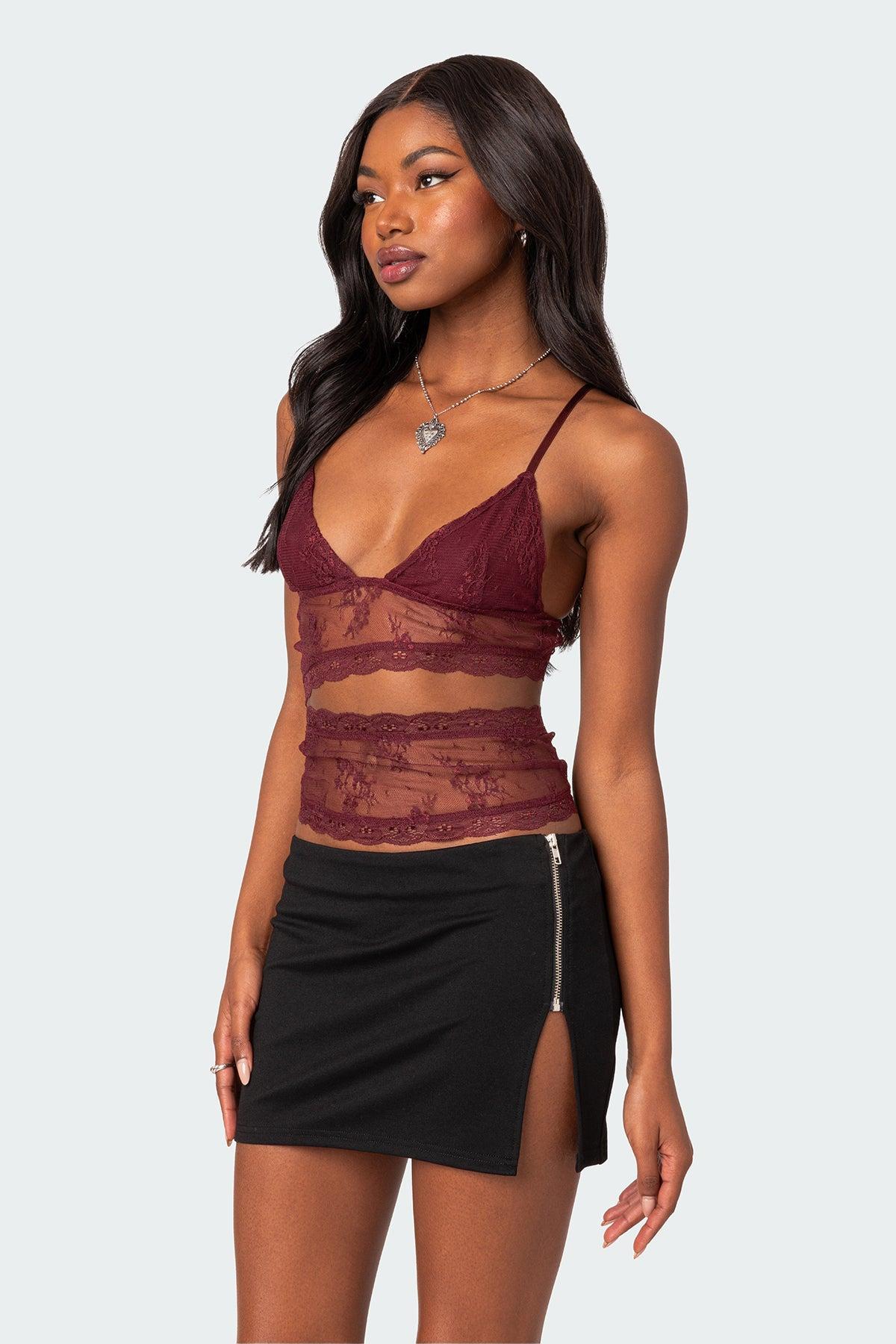 Spice Cut Out Sheer Lace Tank Top Product Image