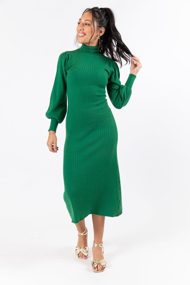 Through The Years Green Turtleneck Midi Dress FINAL SALE Product Image