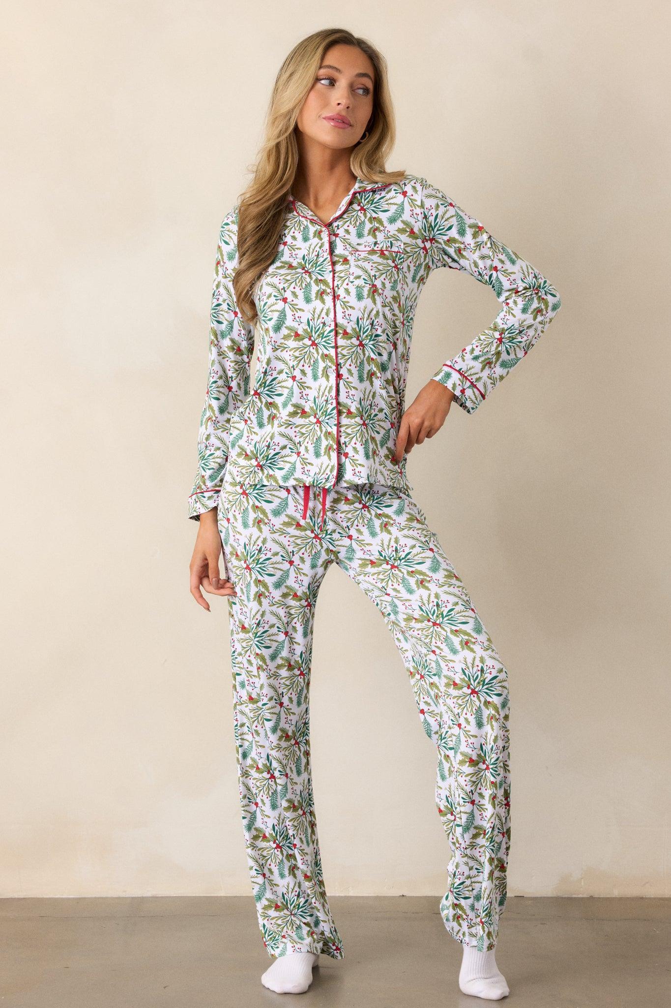 Under the Mistletoe Ivory Pajama Top Product Image