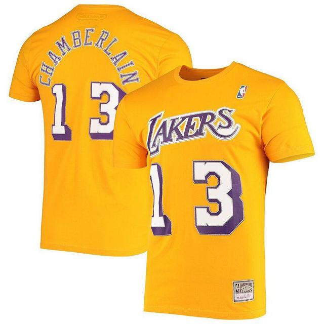 Mens Mitchell & Ness Wilt Chamberlain Los Angeles Lakers Hardwood Classics Stitch Name & Number T-Shirt Product Image