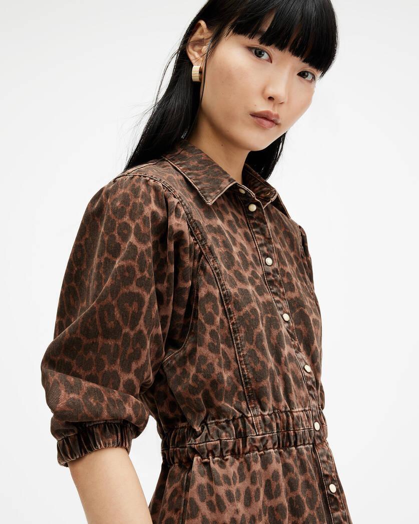 Osa Leopard Print Denim Dress Product Image