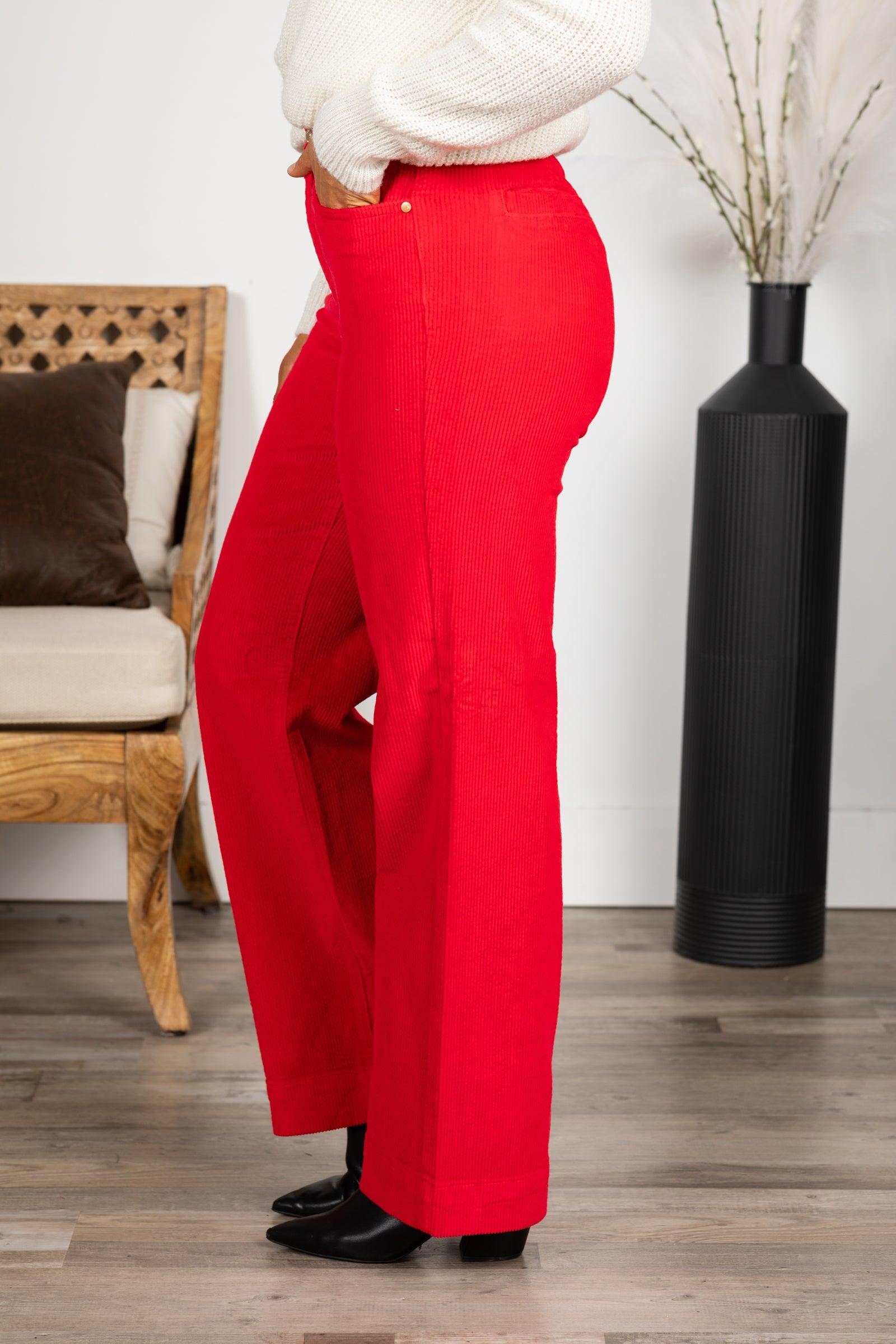 Judy Blue Red Corduroy Trouser Wide Pants Product Image