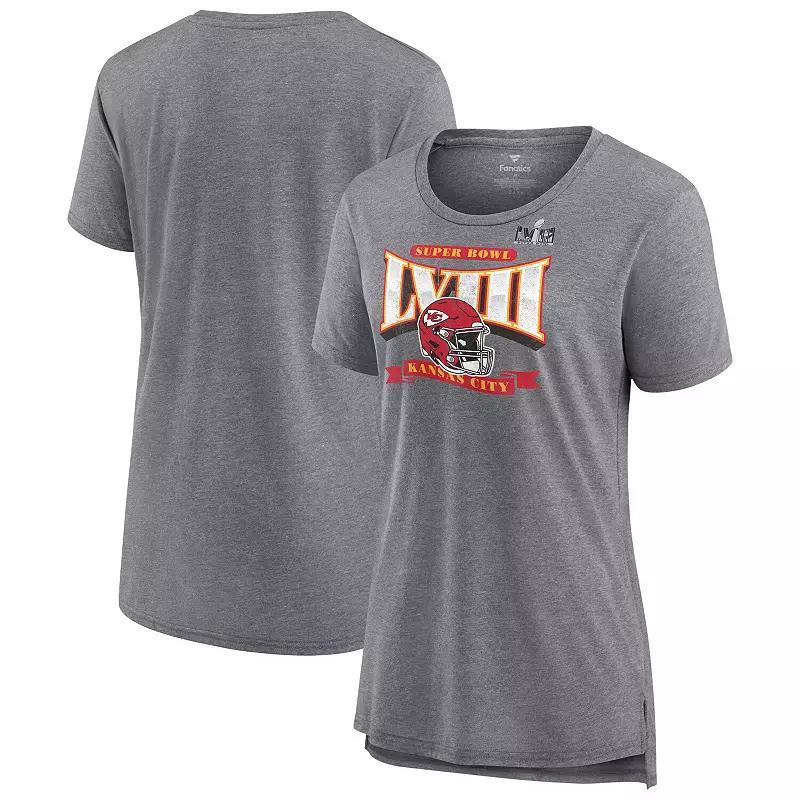 Womens Fanatics Branded Heather Gray Kansas City Chiefs Super Bowl LVIII Our Pastime Tri-Blend Scoop Neck T-Shirt Product Image