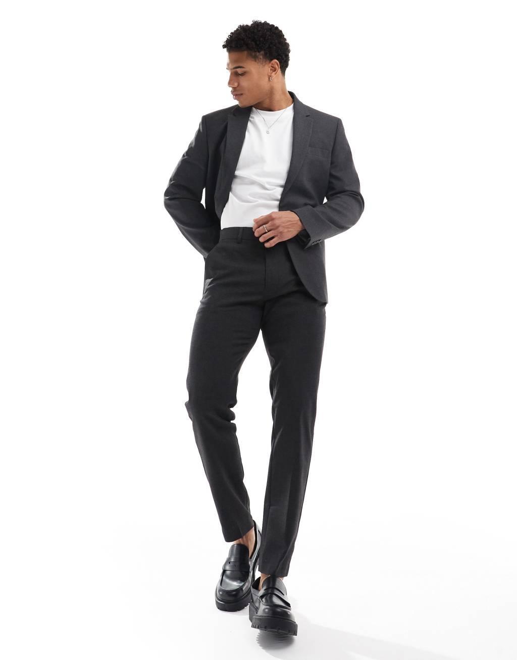 ASOS DESIGN slim suit pants in charcoal Product Image