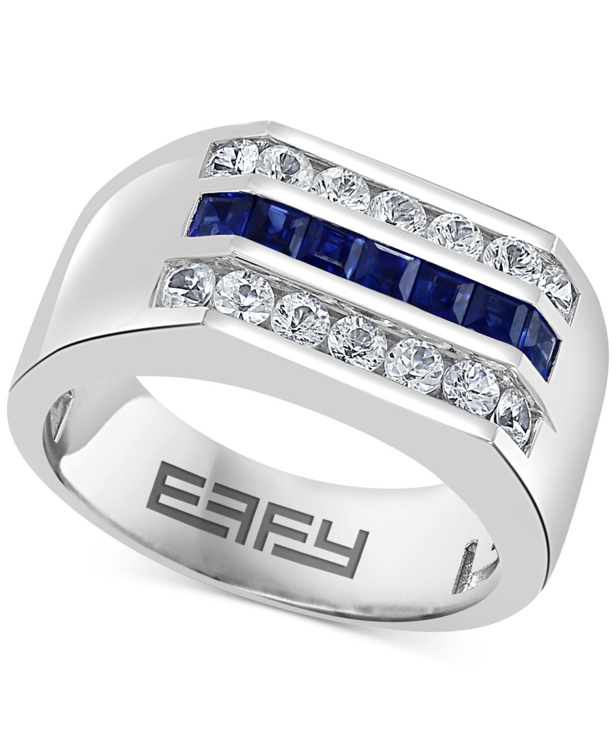 Effy Mens Blue Sapphire (7/8 ct. t.w.) & White Sapphire (1-1/4 ct. t.w.) Ring in Sterling Silver Product Image