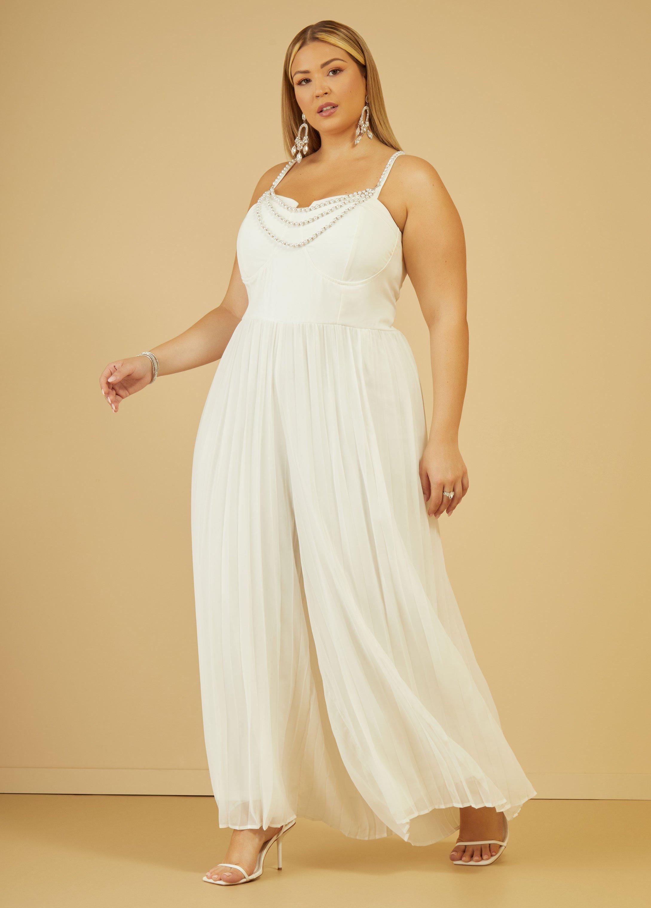 Plus Size Pearl And Crystal Corset Jumpsuit Ashley Stewart Product Image