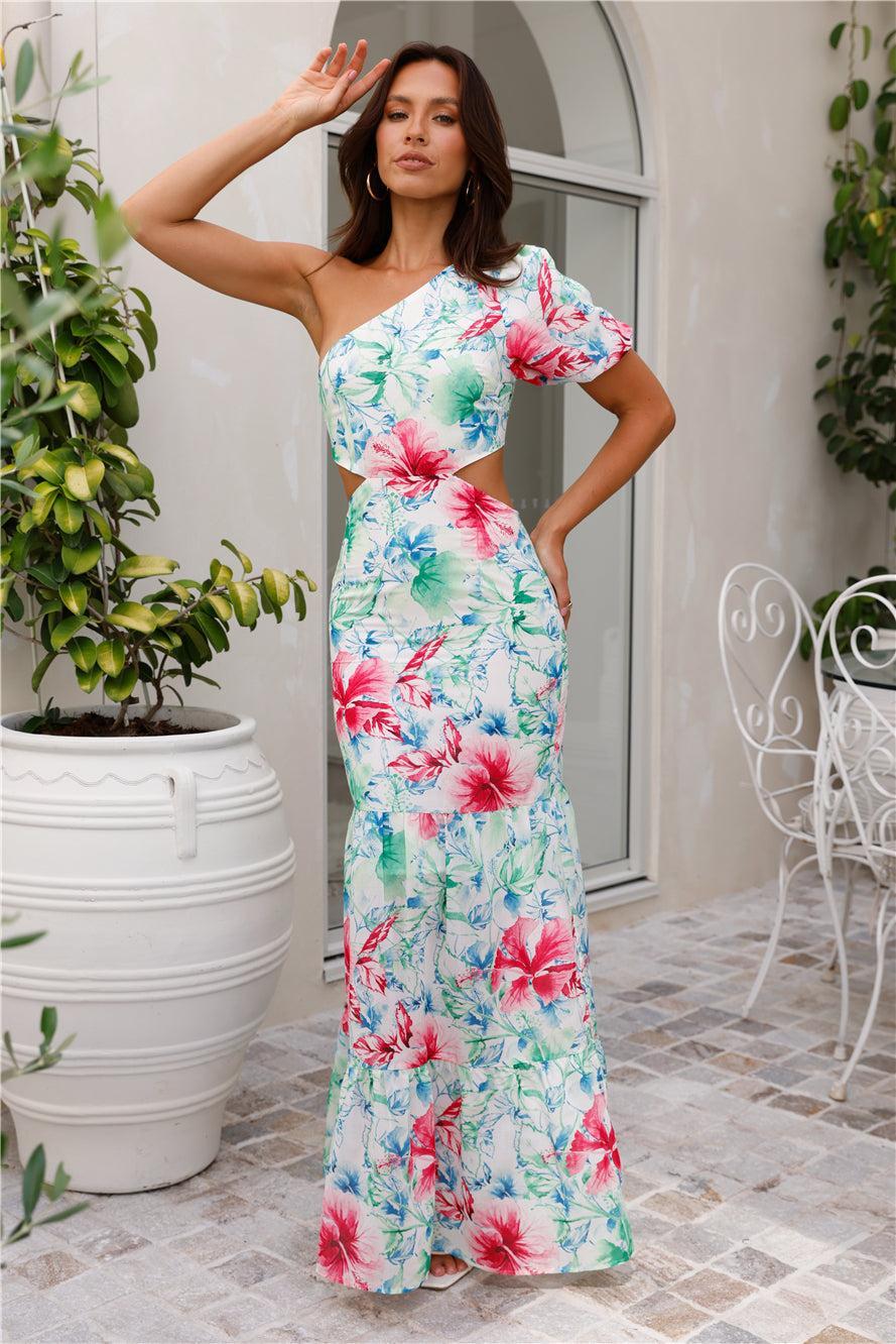 HELLO MOLLY Where Wildflowers Bloom One Shoulder Maxi Dress Print Product Image