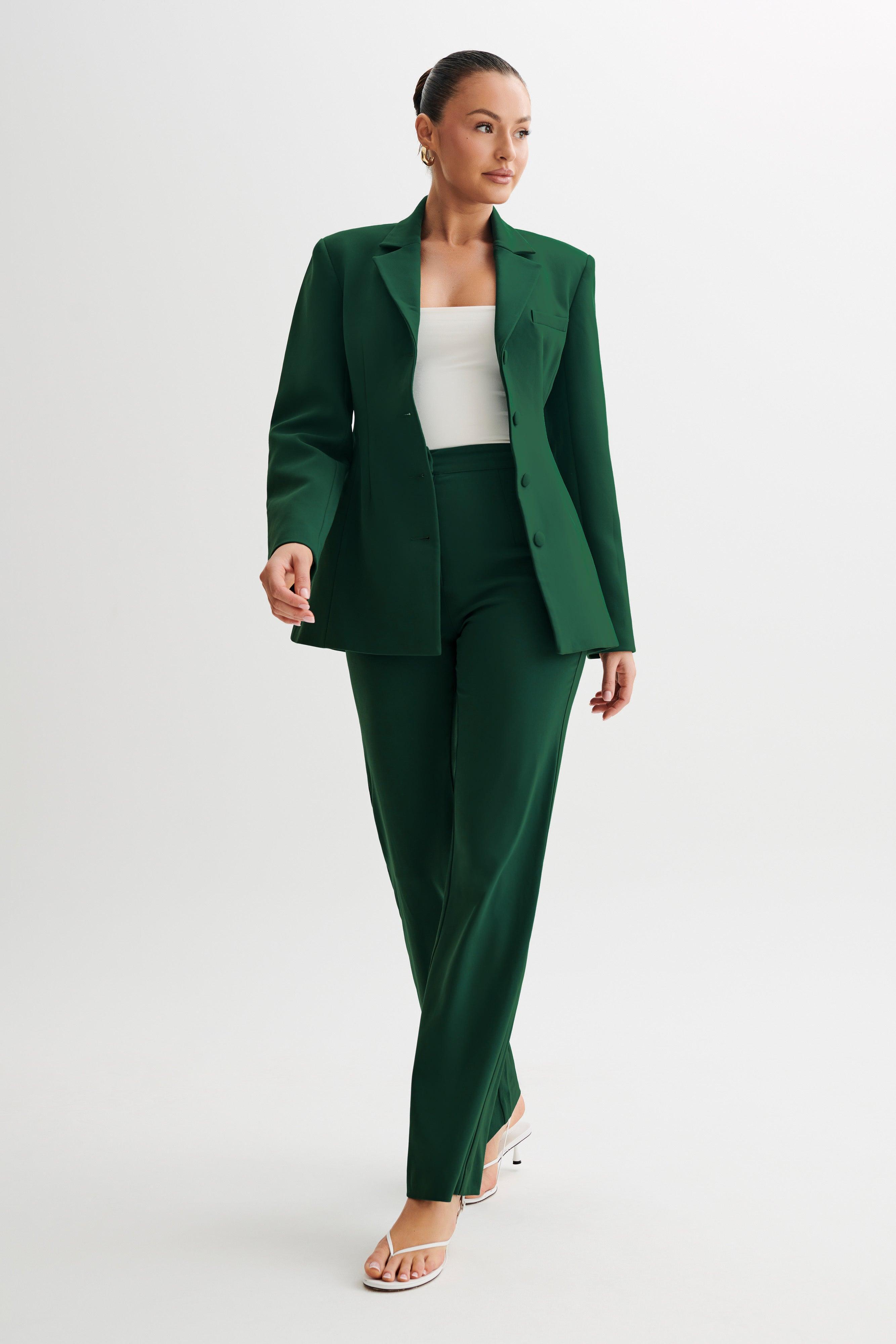 Greer Hourglass Suiting Blazer - Forest Green Product Image