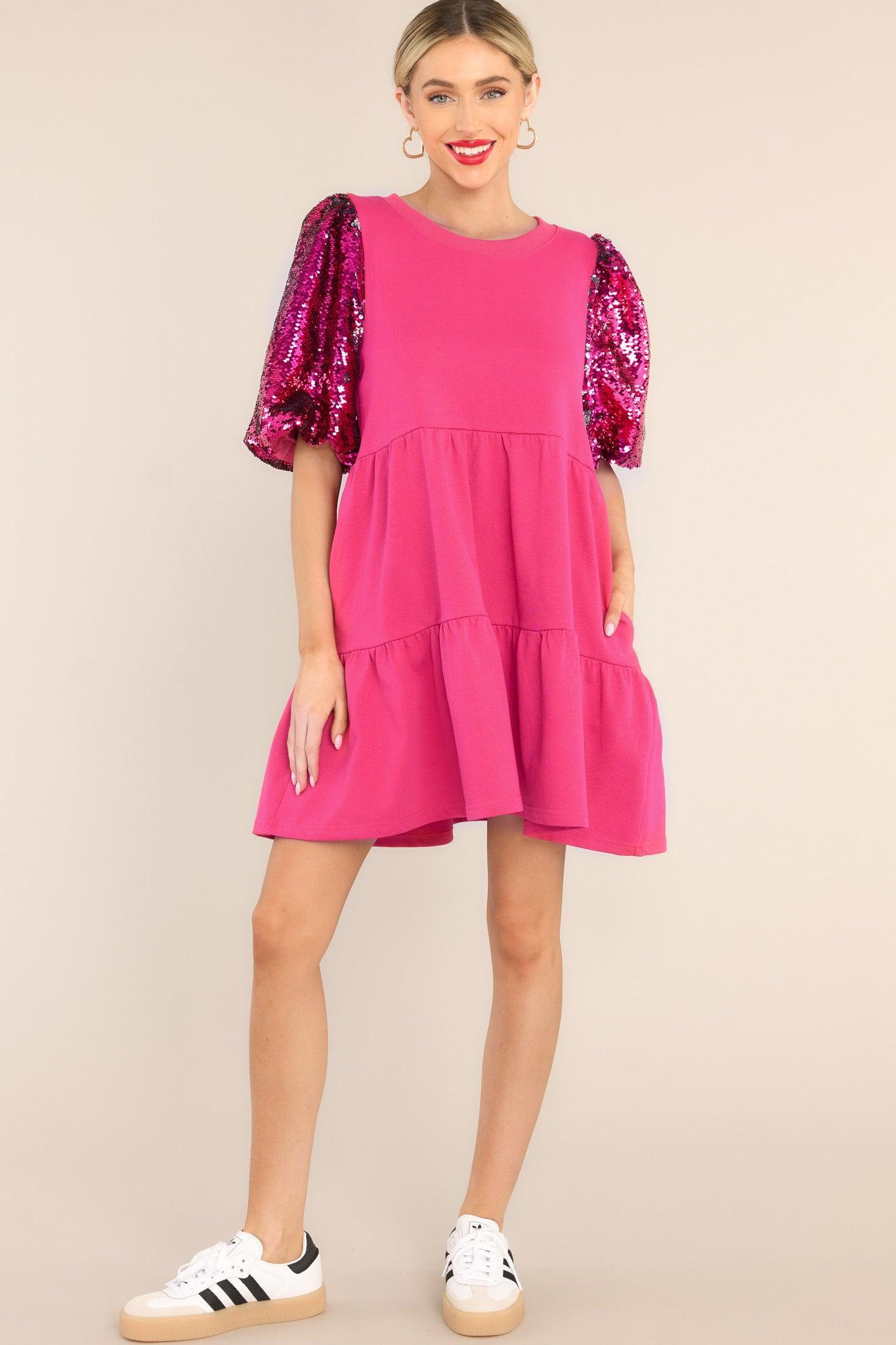 Lost In Love Hot Pink Mini Dress Product Image