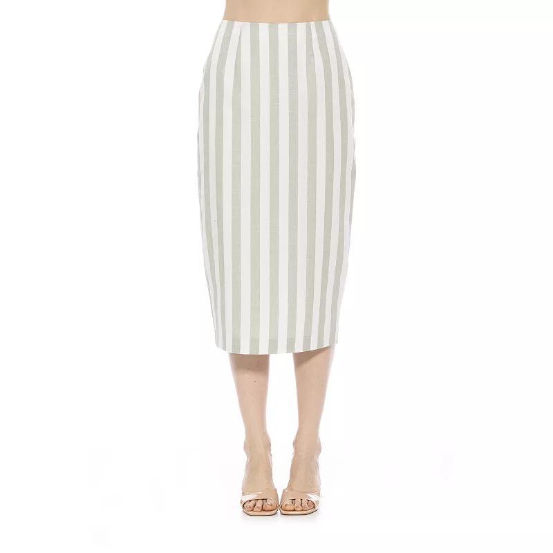 Womens ALEXIA ADMOR Jacki Stripe Midi Pencil Skirt product image