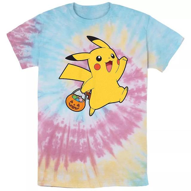 Mens Pokemon Happy Pikachu Trick Or Treat Spiral Tie Dye Graphic Tee Product Image