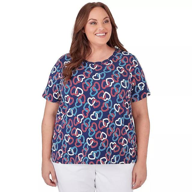 Plus Size Alfred Dunner Interlinking Hearts Print Short Sleeve Top, Womens Product Image