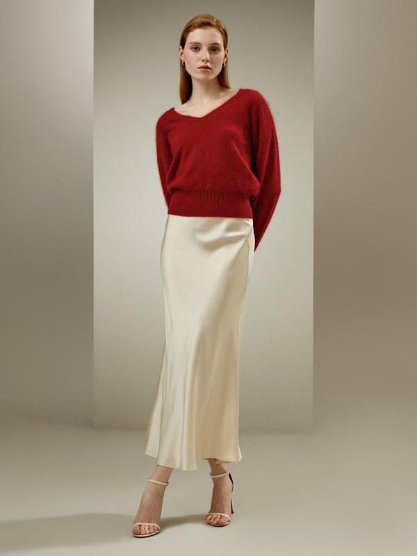 Silk Maxi Skirt with Flare Hem Product Image