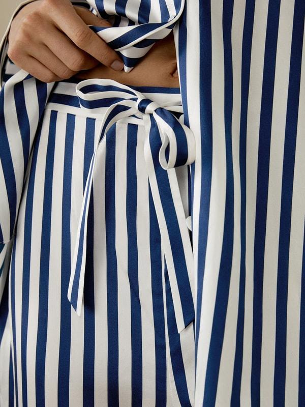 Amalfi Button-Up Full Length Striped Pajama Set Product Image