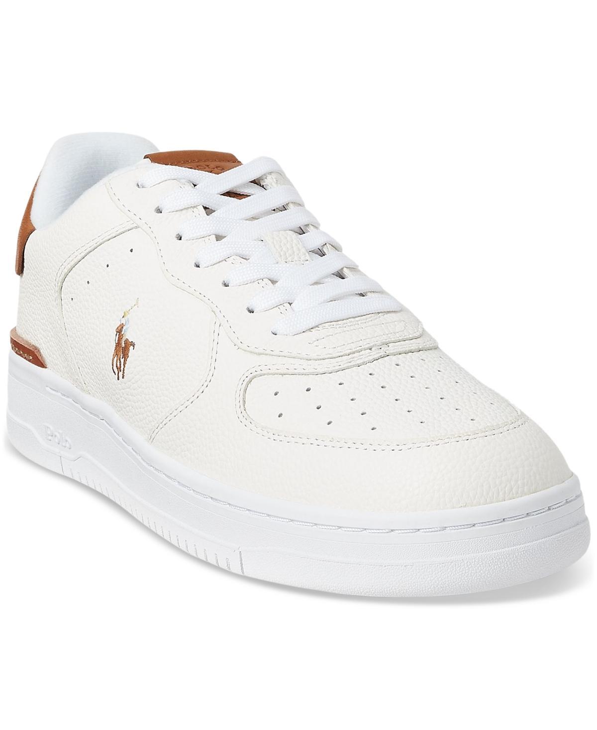 Polo Ralph Lauren Mens Masters Court Leather Sneaker - Cream/blue Product Image