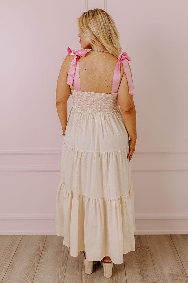 Classic Cutie Smocked Maxi Dress in Cream Curves Product Image