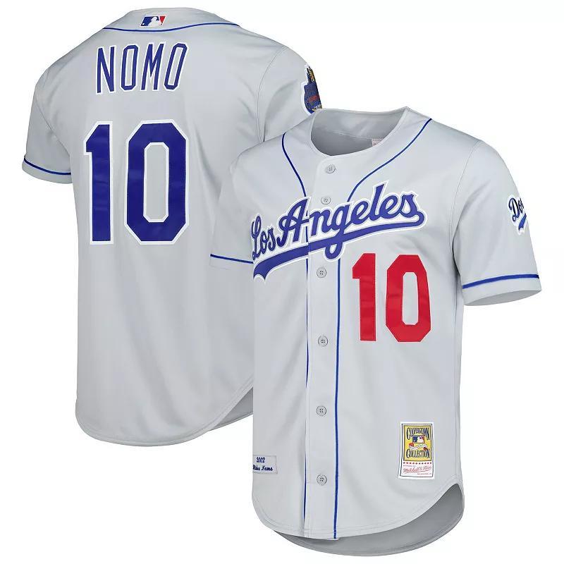 Mens Mitchell & Ness Hideo Nomo Gray Los Angeles Dodgers Cooperstown Collection Authentic Jersey Product Image