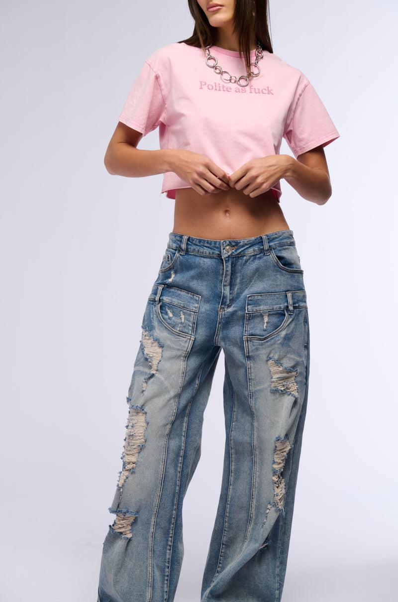 MADDIE MID RISE WIDE LEG JEANS Product Image