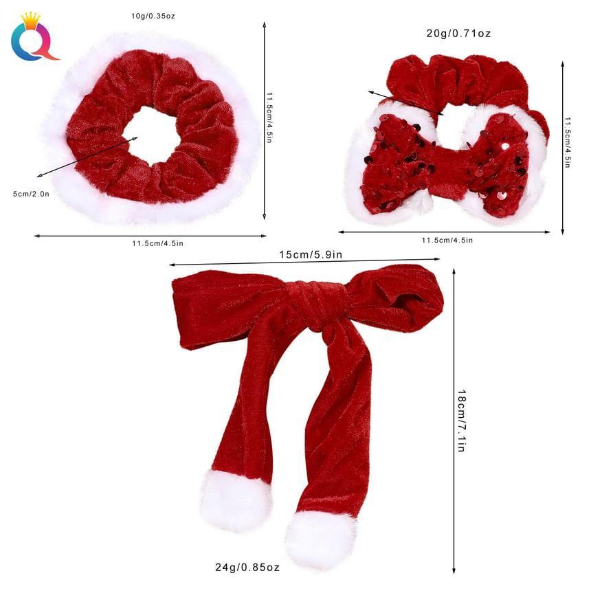 Christmas Velvet Bow Hair Scrunchie (Various Designs) Product Image