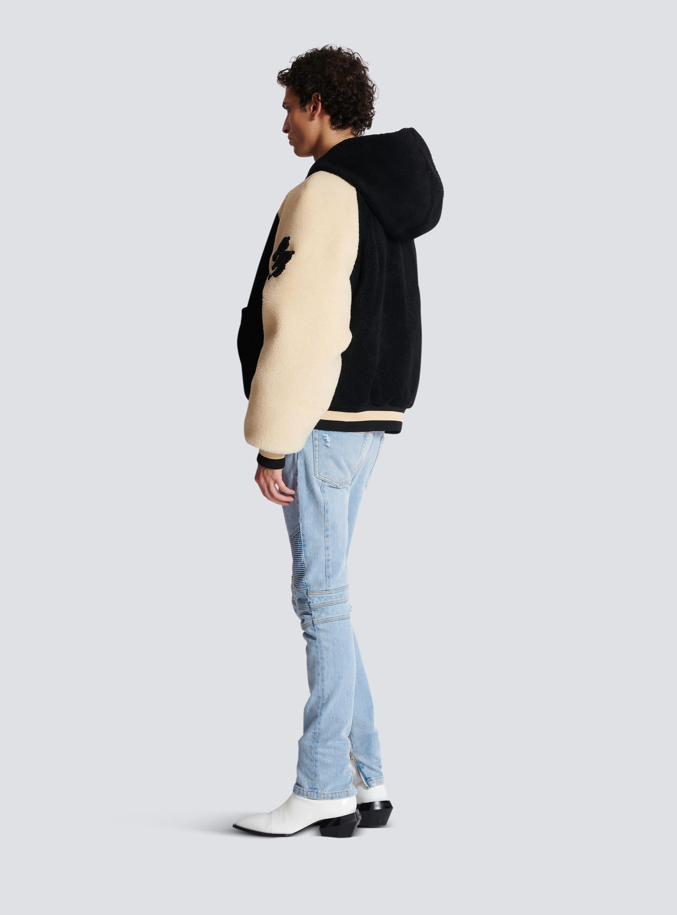 Reversible varsity-style puffer jacket with hood Product Image