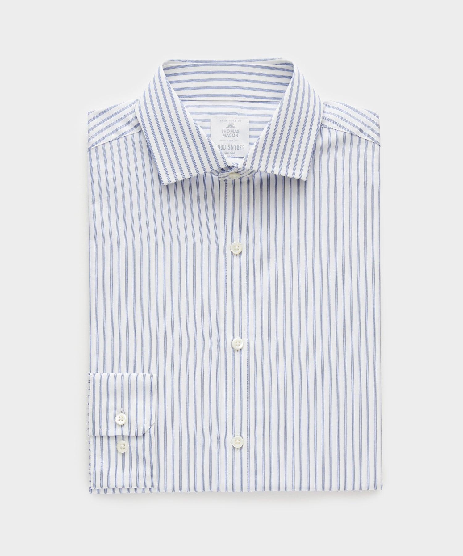 Triple Stripe Spread Collar Dress Shirt in Blue Product Image