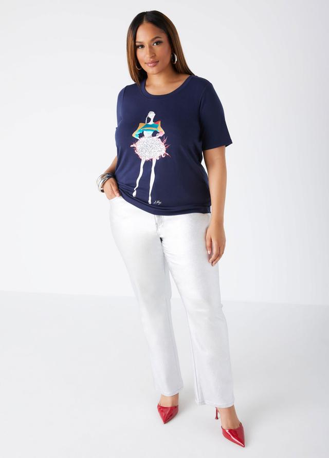 Plus Size Sheila Gray Metallic Model Tee Ashley Stewart Product Image