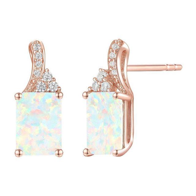 14k Rose Gold Flash-Plated Lab-Created Opal Stud Earrings, Womens, Pink Product Image