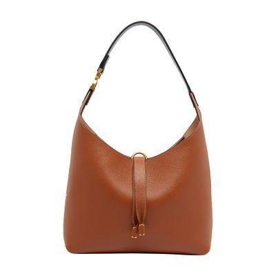 Marcie Small Grained Leather Hobo Bag In Beige Product Image