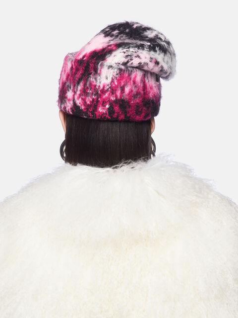 Fuchsia, black and white beanie Product Image