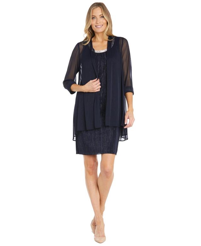 R & M Richards Womens Embellished-Neck Jacket Dress Product Image