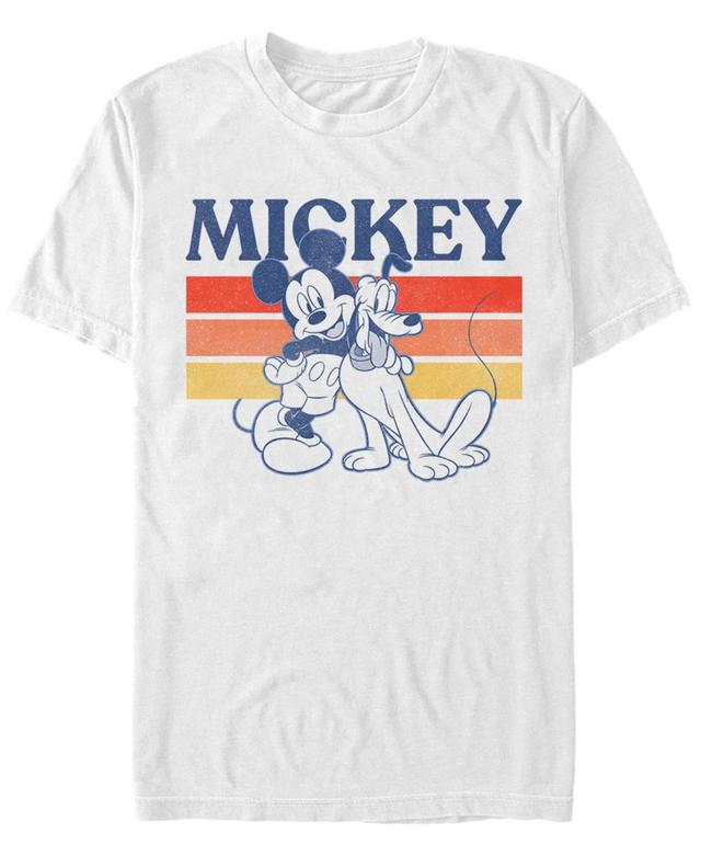 Mens Disney Mickey And Friends Mickey And Pluto Retro Line Tee White Product Image