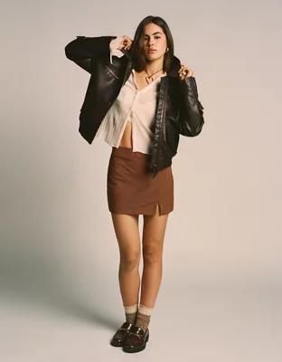 AE High-Waisted Suede Mini Skort Product Image