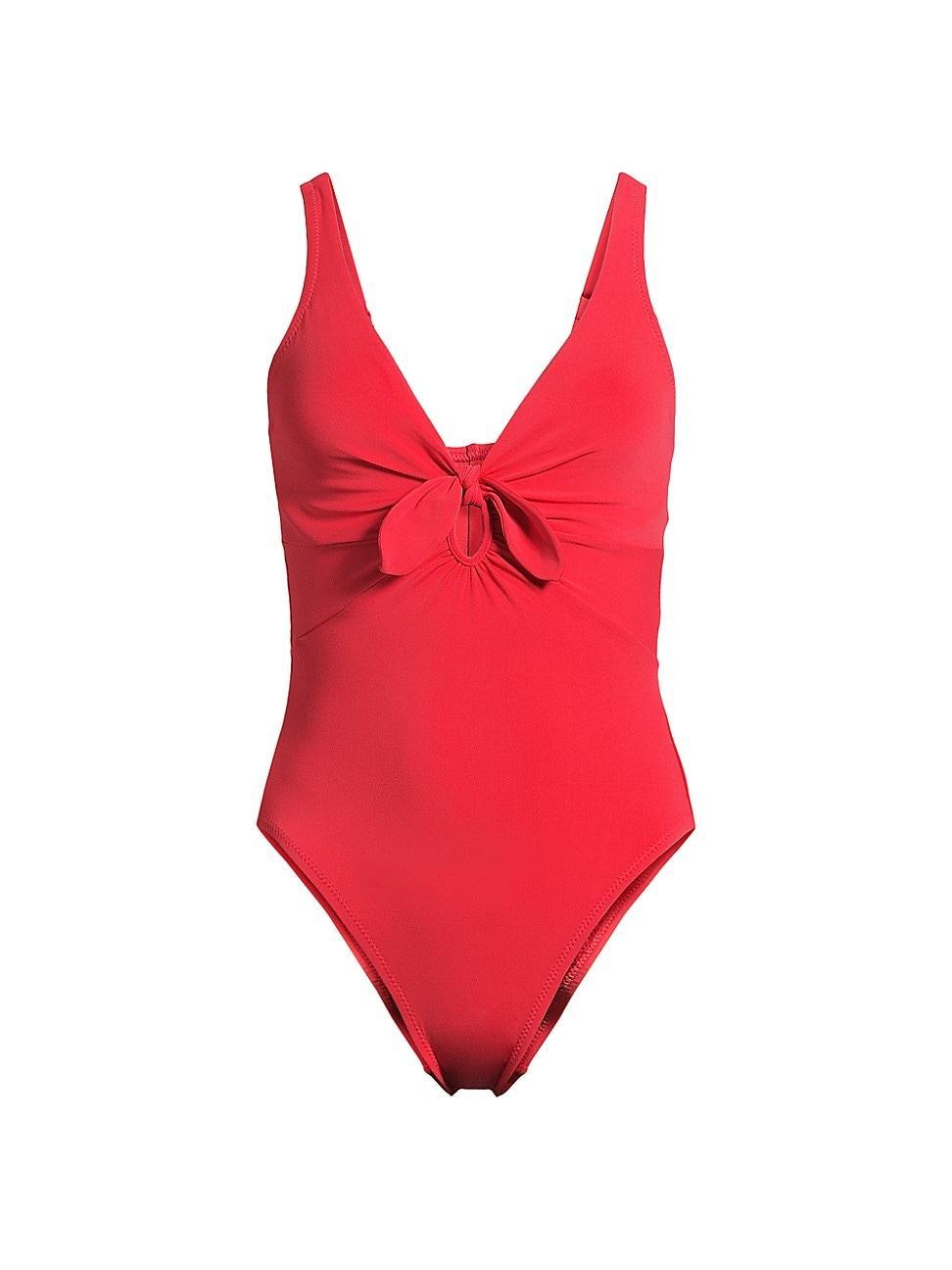 Womens Ava Plunge Bow One-Piece Swimsuit Product Image