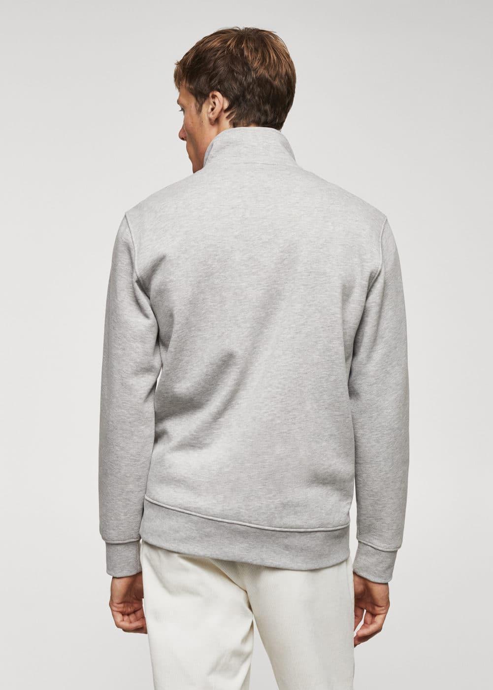 MANGO MAN - Cotton sweatshirt with zipper neck medium heather greyMen Product Image