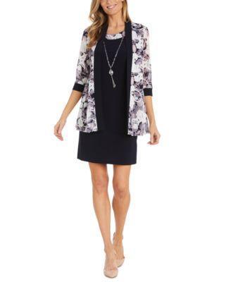 Petite Dress & Mesh Printed Jacket Product Image