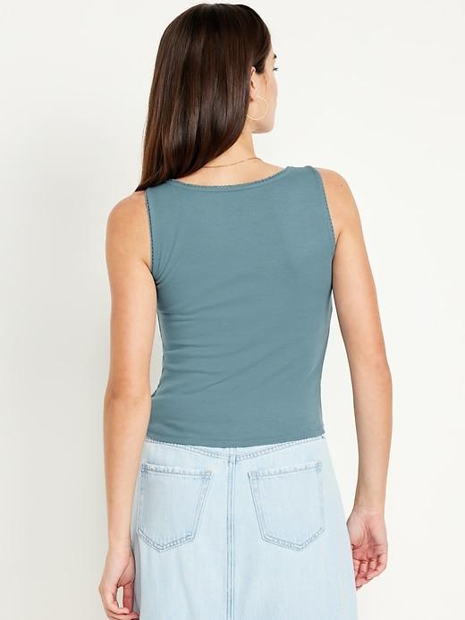 Cinched Rib-Knit Crop Tank Top Product Image