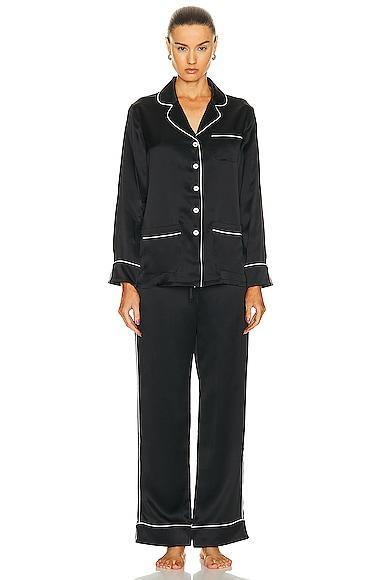 Olivia von Halle Coco Pajama Set Black. (also in L). Product Image