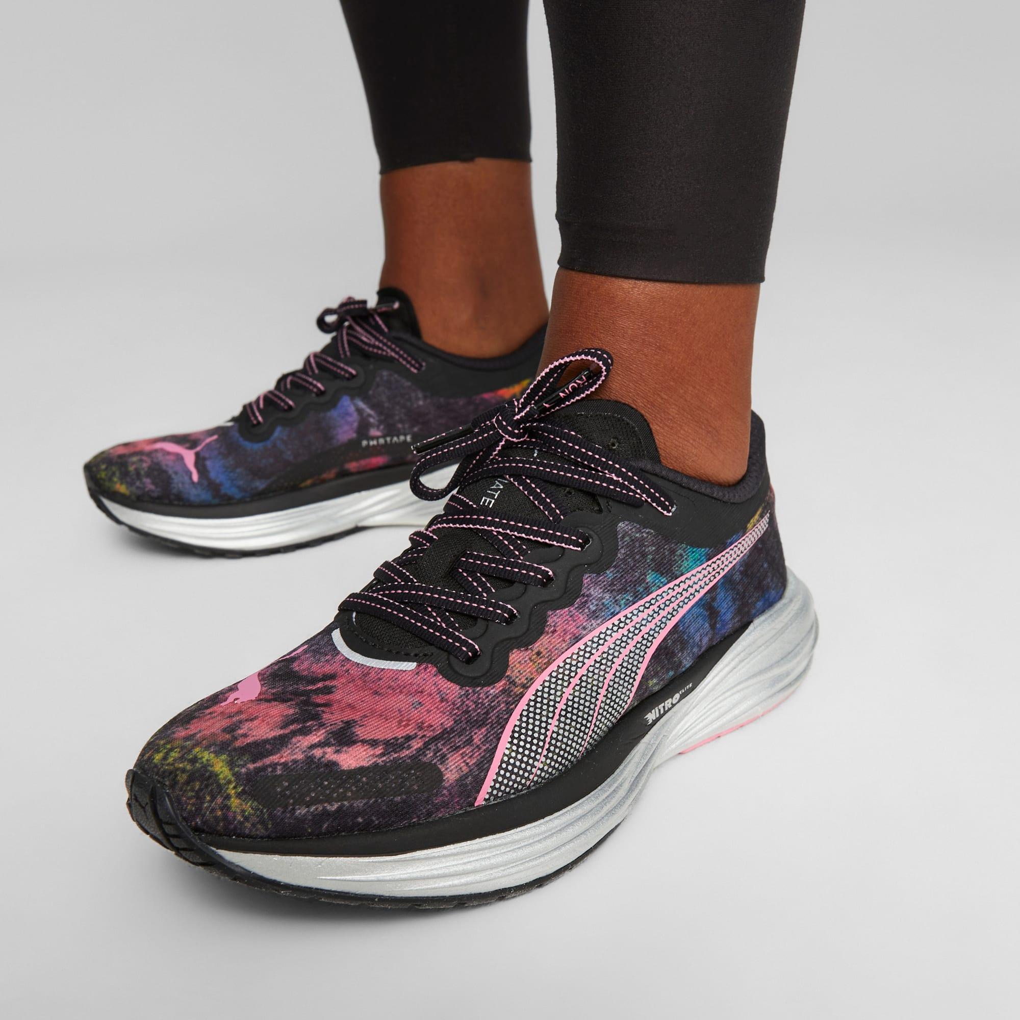 PUMA Deviate NITROâ¢ 2 'Marathon Series' Women's Running Shoes in Black/Strawberry Burst/Yellow Blaze Product Image